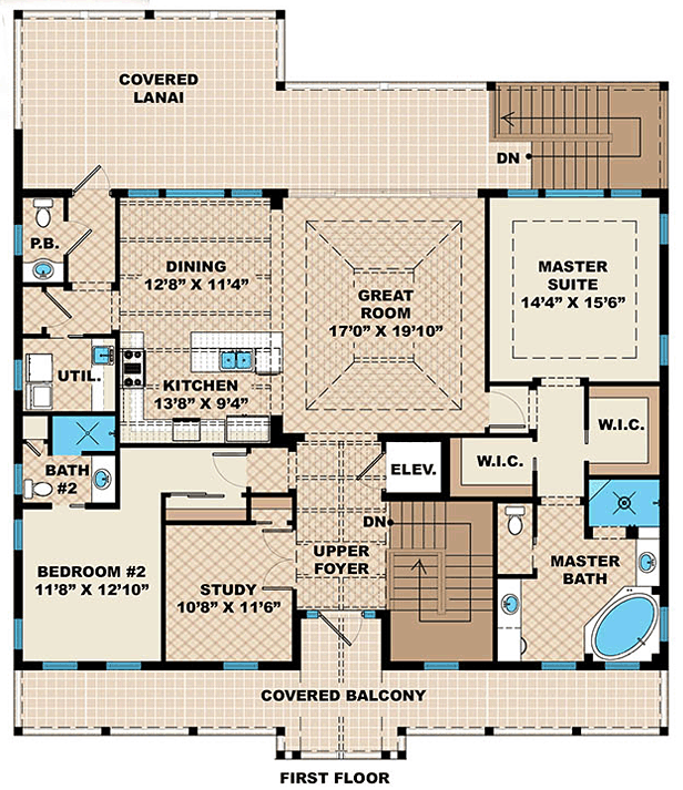 Coastal Colonial Florida Southern Level One of Plan 75988