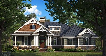 Cottage Craftsman Florida Southern Elevation of Plan 75990