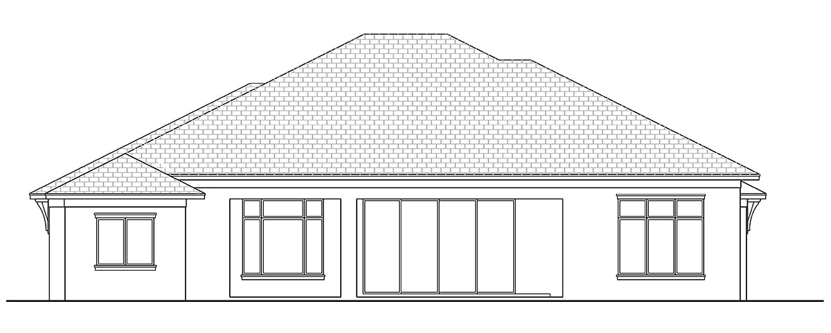 Coastal Contemporary Rear Elevation of Plan 75998