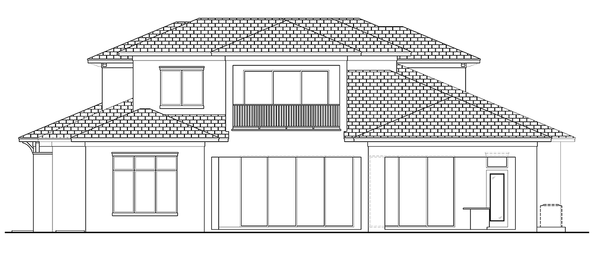 Coastal Contemporary Rear Elevation of Plan 75999