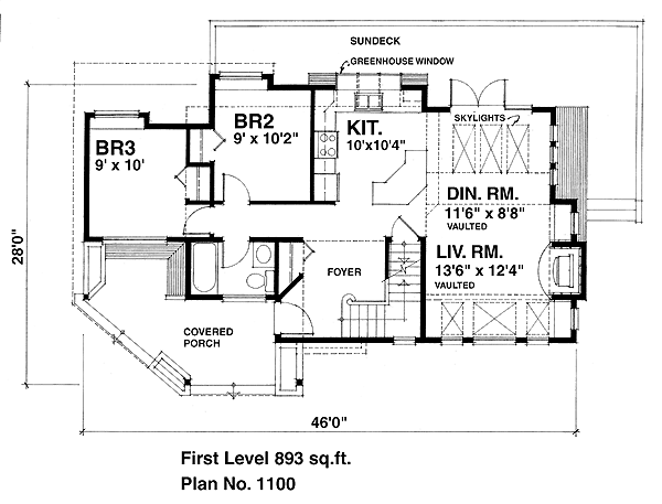 Cabin Contemporary Level One of Plan 76000