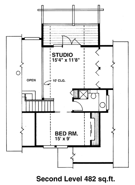 House Plan 76001 Second Level Plan