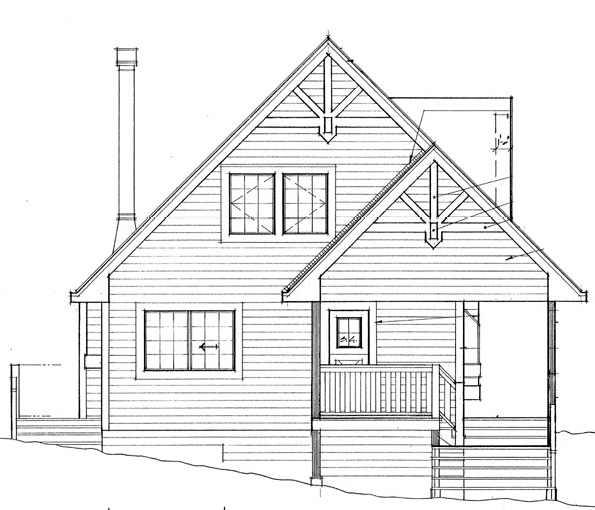 Cabin Contemporary Country Rear Elevation of Plan 76001