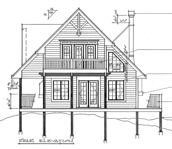 Contemporary Rear Elevation of Plan 76002