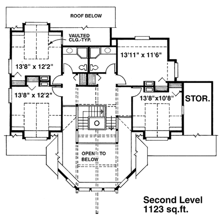 House Plan 76007 Second Level Plan