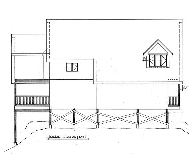 Contemporary Rear Elevation of Plan 76007