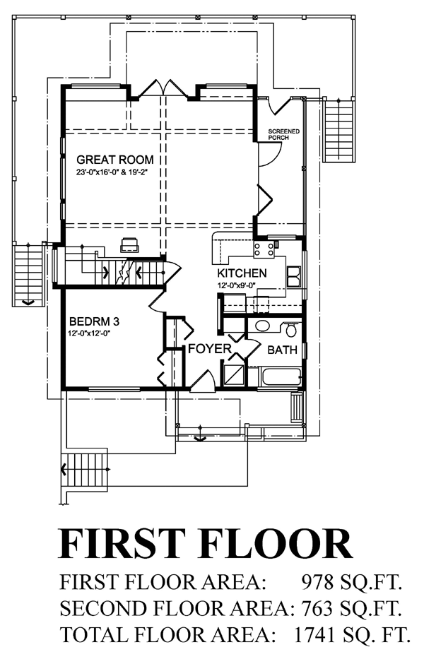 Cabin Cottage Level One of Plan 76016