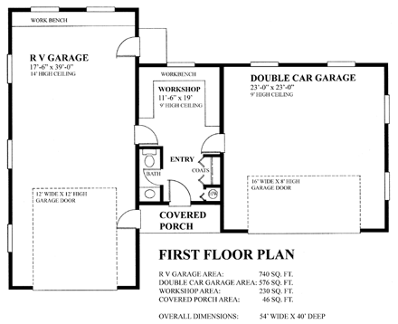 Garage Plan 76022 - 3 Car Garage First Level Plan