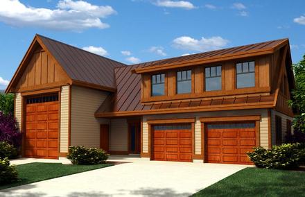 Contemporary Craftsman Elevation of Plan 76023