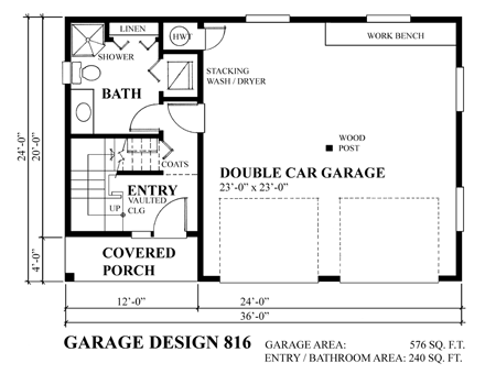 Garage Plan 76024 - 2 Car Garage First Level Plan