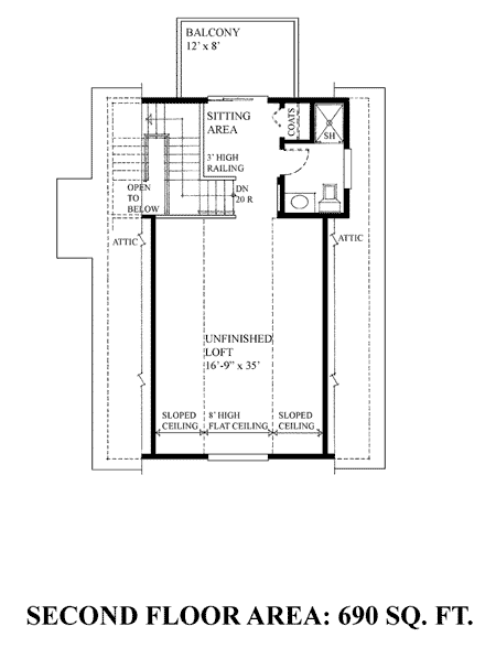 Garage Plan 76026 - 2 Car Garage Second Level Plan