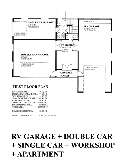 Garage Plan 76029 - 4 Car Garage Apartment First Level Plan