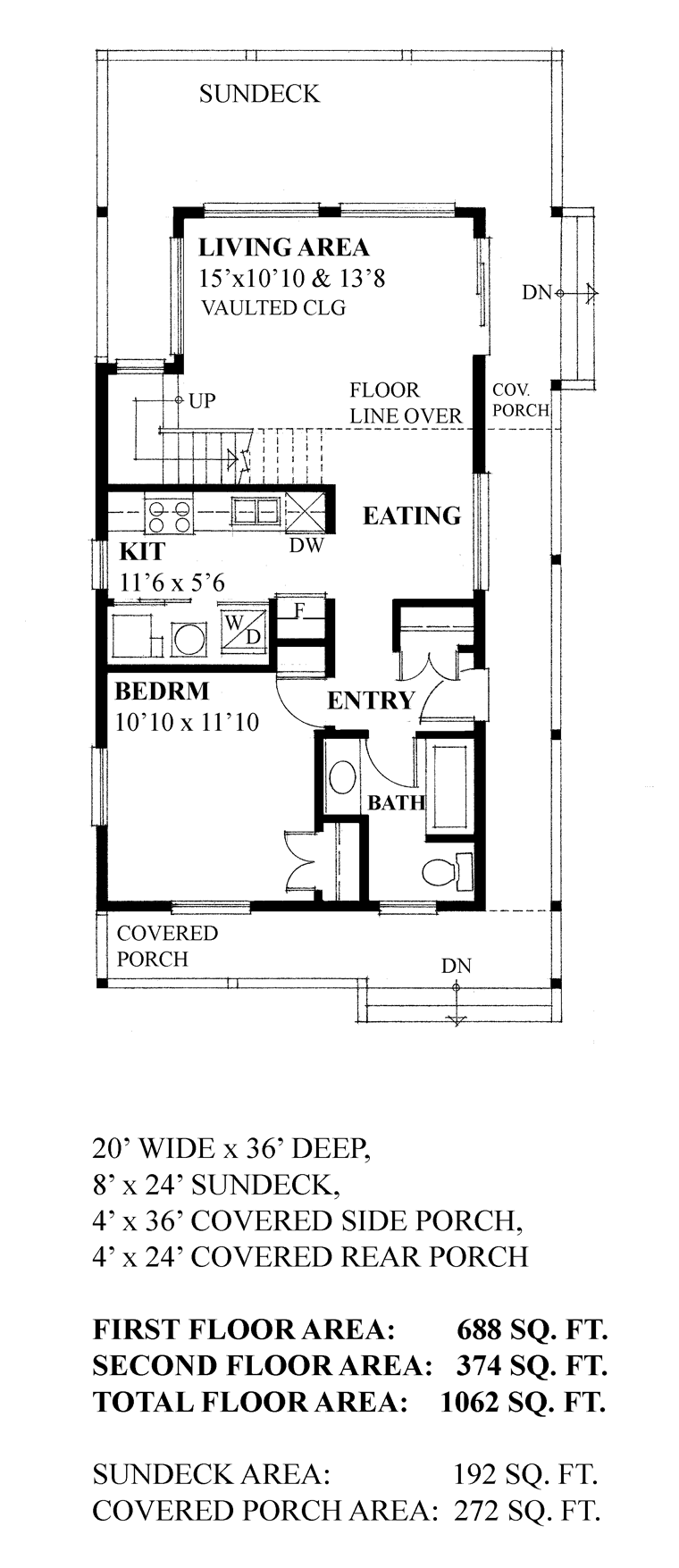 Cabin Contemporary Cottage Level One of Plan 76033