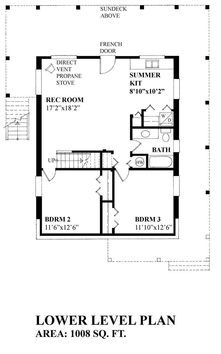 Cabin Cottage Lower Level of Plan 76036