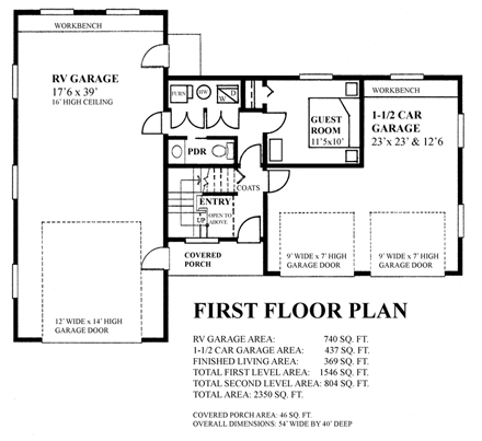 Garage Plan 76038 - 3 Car Garage Apartment First Level Plan