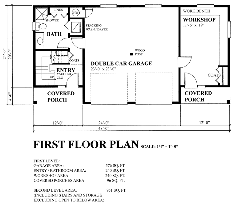 Garage Plan 76040 - 2 Car Garage Apartment First Level Plan