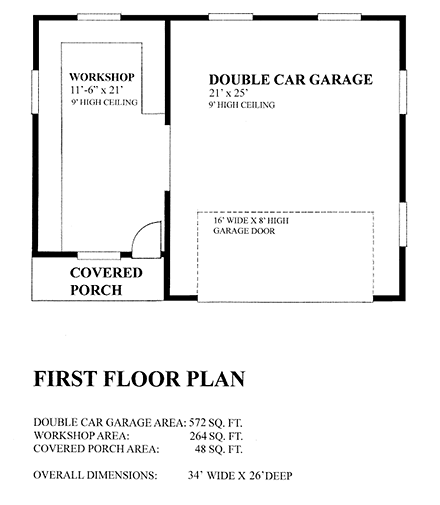 Garage Plan 76068 - 2 Car Garage First Level Plan