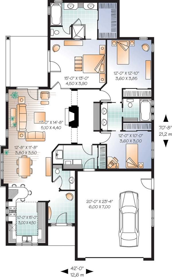 Florida Mediterranean One-Story Level One of Plan 76100