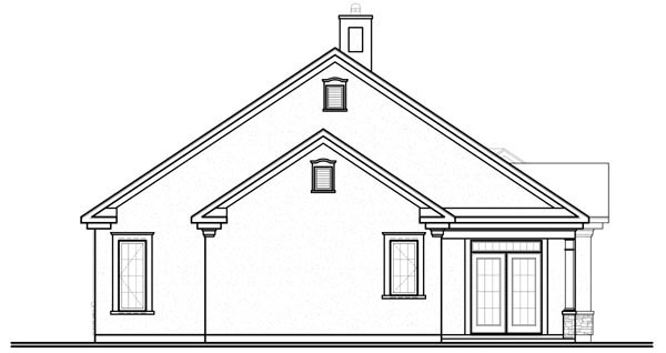 Florida Mediterranean One-Story Rear Elevation of Plan 76100