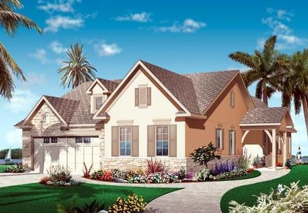 Florida Mediterranean Narrow Lot One-Story Elevation of Plan 76101