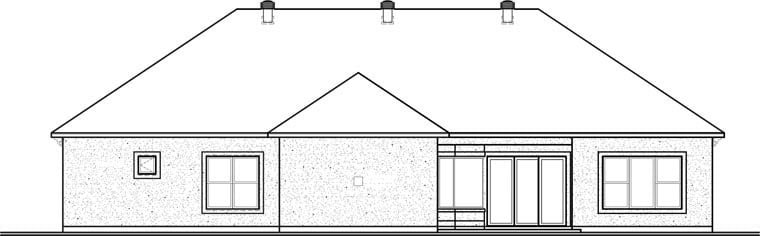 Florida Mediterranean Rear Elevation of Plan 76104