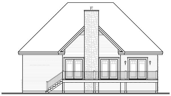 Traditional Rear Elevation of Plan 76114