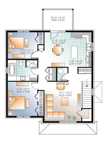 Multi-Family Plan 76115 Second Level Plan