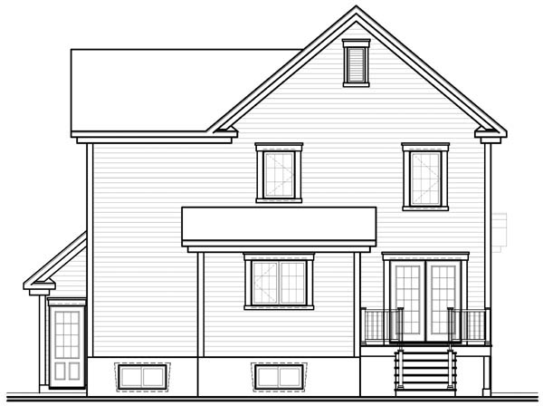 Country Rear Elevation of Plan 76116