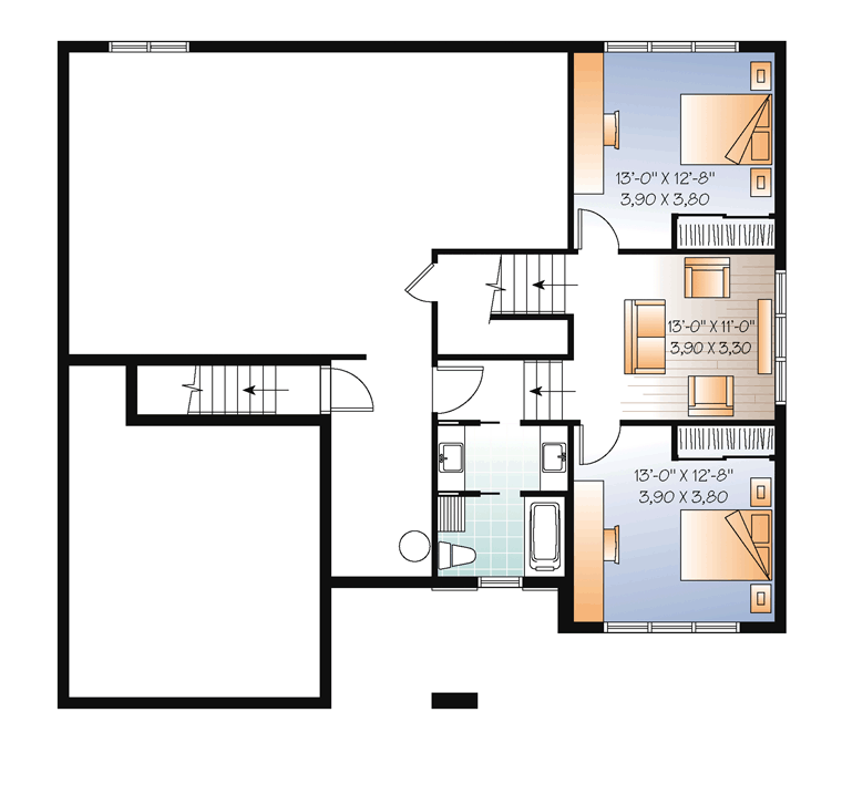 Contemporary Lower Level of Plan 76120