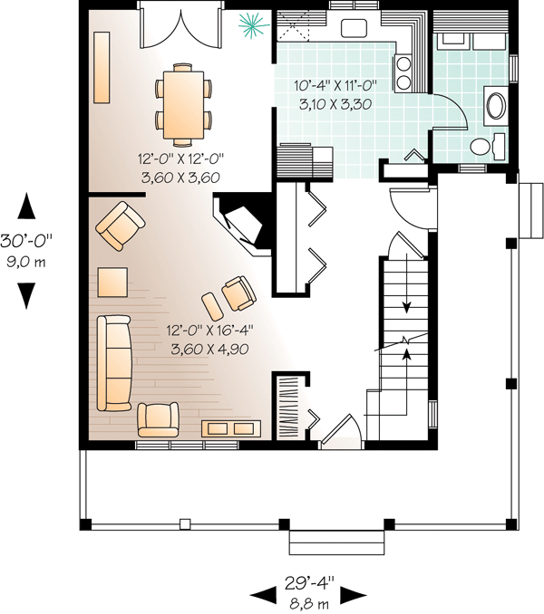 Country Farmhouse Level One of Plan 76122