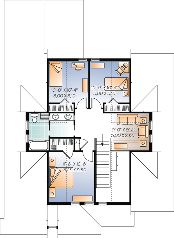 Craftsman Traditional Level Two of Plan 76125