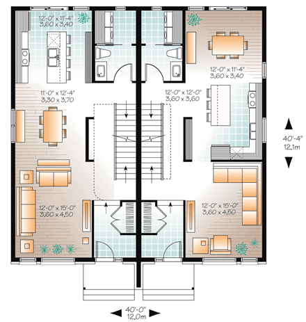 Multi-Family Plan 76129 First Level Plan