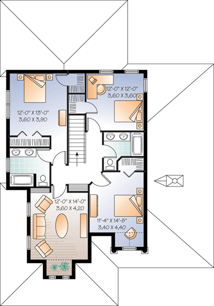 House Plan 76130 Second Level Plan