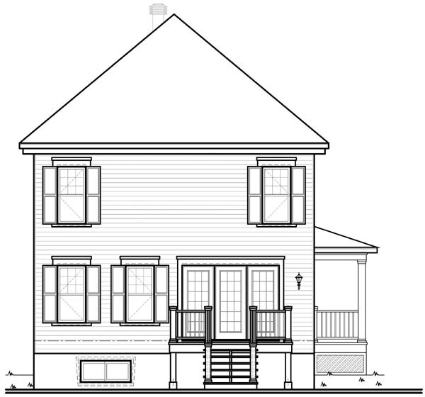 Country Rear Elevation of Plan 76132