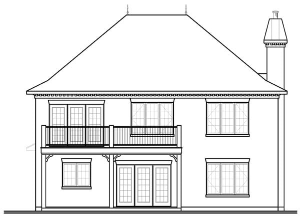 Florida Mediterranean Rear Elevation of Plan 76137