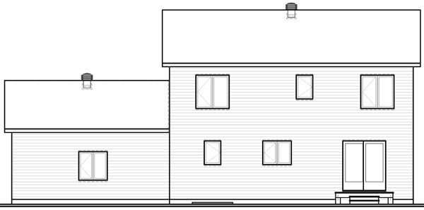 Colonial Rear Elevation of Plan 76145