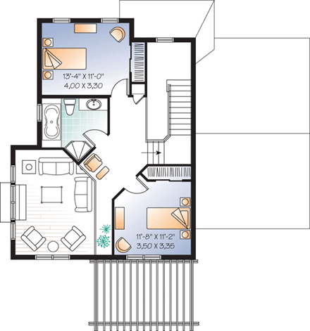 House Plan 76148 Second Level Plan