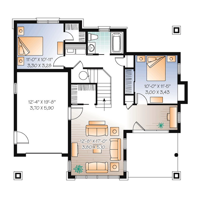 Craftsman Traditional Lower Level of Plan 76150