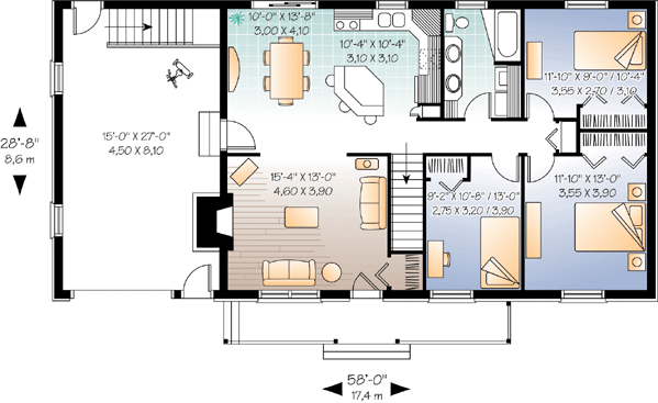 One-Story Ranch Level One of Plan 76158