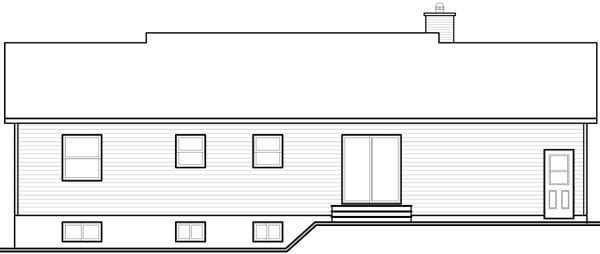 One-Story Ranch Rear Elevation of Plan 76158