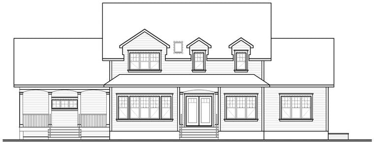 Traditional Rear Elevation of Plan 76171