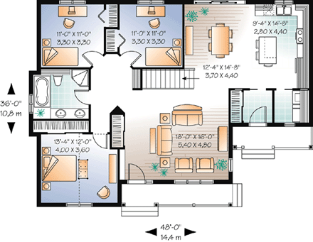 House Plan 76184 First Level Plan