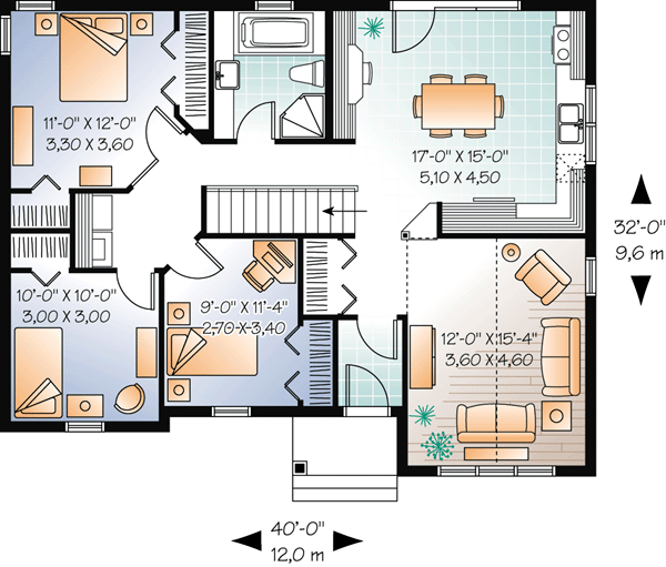 Bungalow Level One of Plan 76187