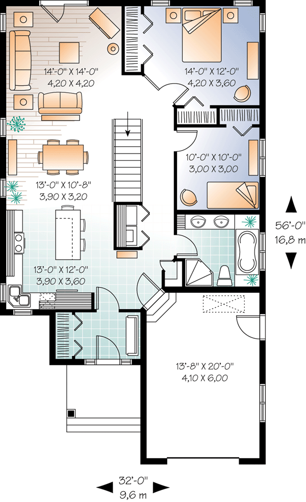 Bungalow Level One of Plan 76194