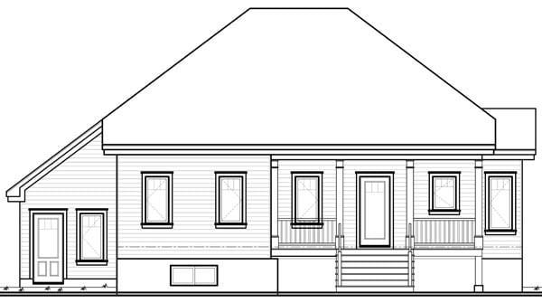 Country Rear Elevation of Plan 76198