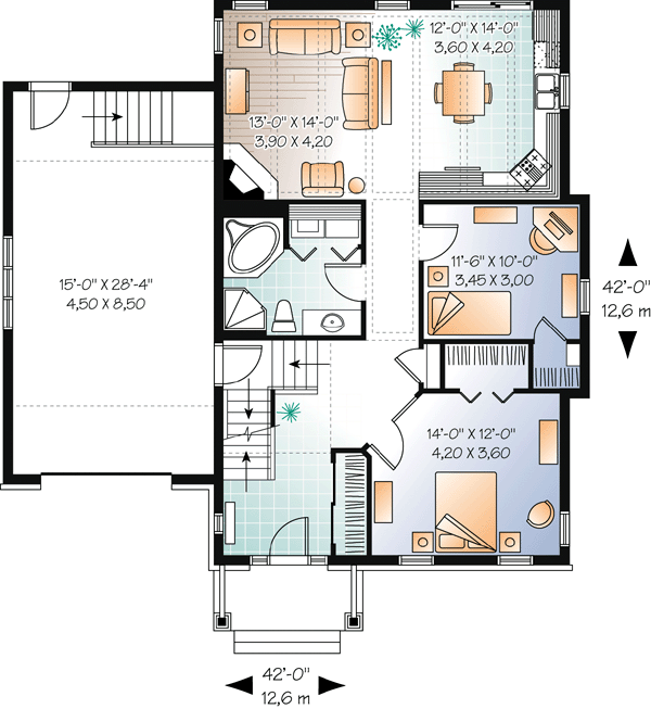 Bungalow Craftsman Level One of Plan 76201