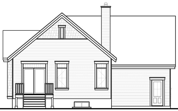 Bungalow Craftsman Rear Elevation of Plan 76201