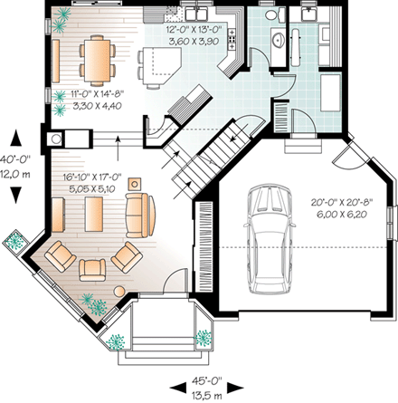 House Plan 76208 First Level Plan