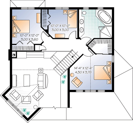 House Plan 76208 Second Level Plan