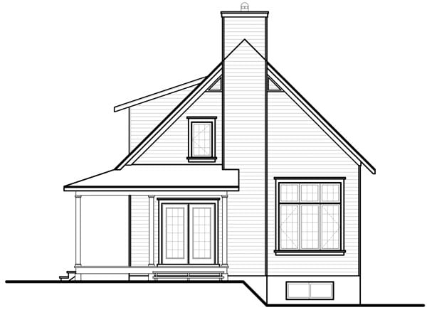 Country Traditional Rear Elevation of Plan 76215